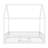 YDT Full Size Wood House Bed with Fence and Door For Bedroom, White-2107941728-2107941729