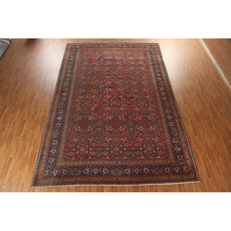 One-of-a-Kind 11'0" X 17'2" 1900s Wool Area Rug in Red