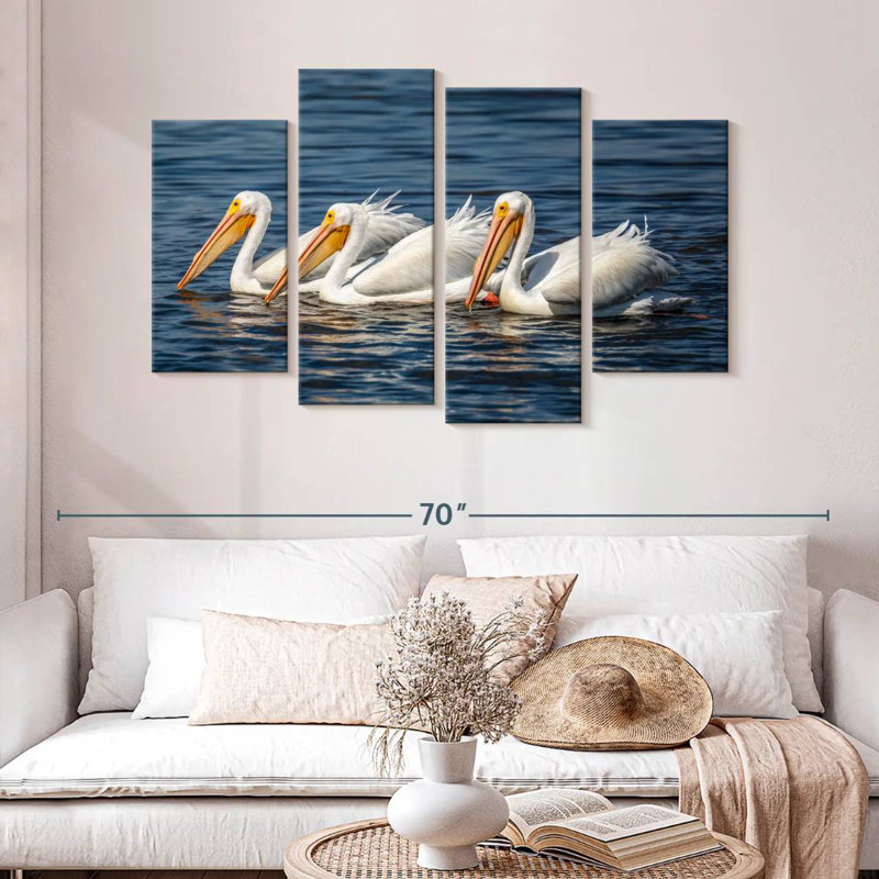 Bramic Ding Darling White Pelicans, H 32 po x l 52 po