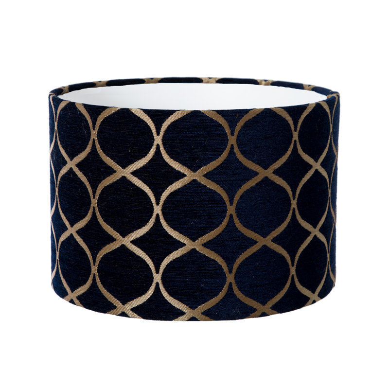 Velvet Drum Lamp Shade ( Screw On ), Indigo, 35cm H x 35cm W x 35cm D