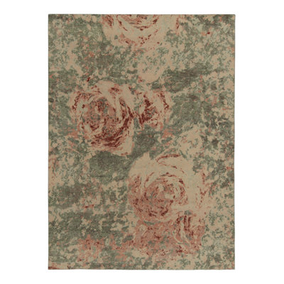 Rug & Kilim’S Distressed Rug In Green, Pink Abstract Expressionist Pattern