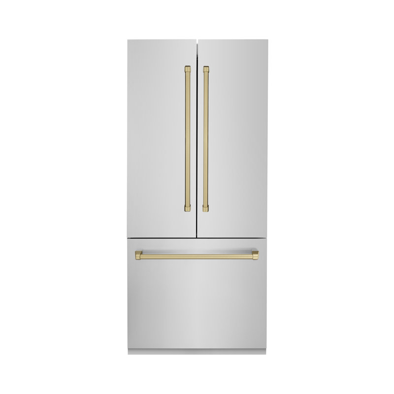 ZLINE 36" 19.6 cu. ft. Built-In 3-Door French Door Refrigerator with Internal Water and Ice Dispenser, Champagne Bronze