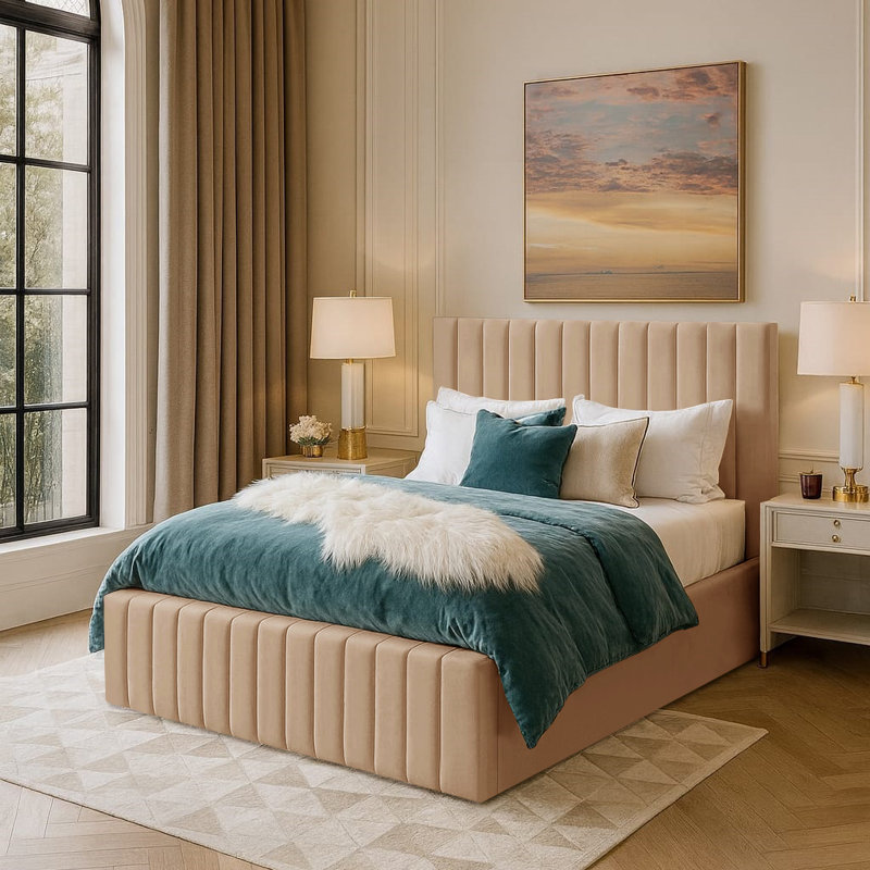 Janae Upholstered Ottoman Storage Bed, Beige, Single (3')