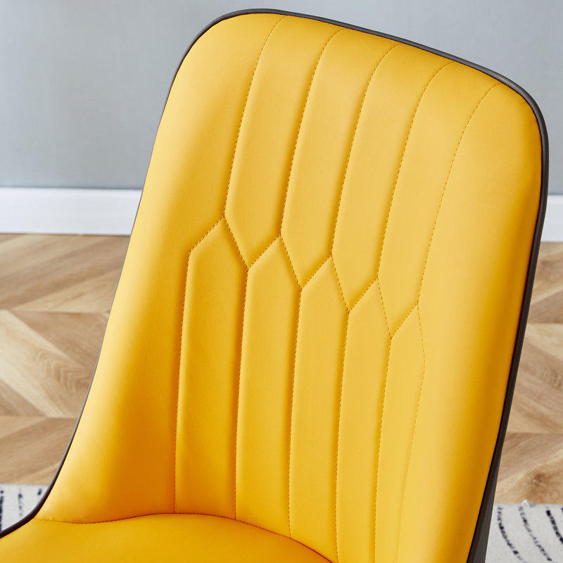 Chaises de salle à manger modernes en similicuir deux tons avec capitonnage géométrique et pieds en métal