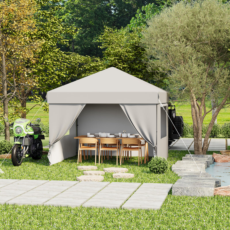 Abri instantané de tente d'auvent 10 x 10 x 10, cadre de qualité commerciale robuste, Beige