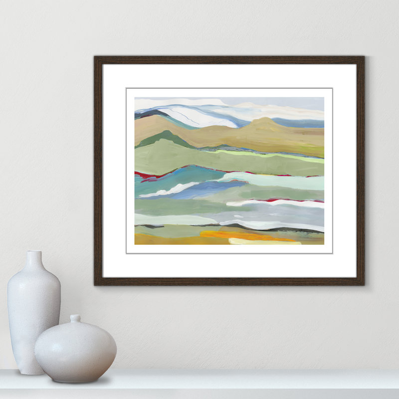 Dee Goodbye Summer on the Hills - Picture Frame Painting, Walnut Wood Framed, 21.5" H x 25.5" W x 0.75" D