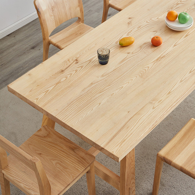 Burlywood Rectangular Solid Wood Dining Table, 29.53"H x 62.99"L x 27.56"W