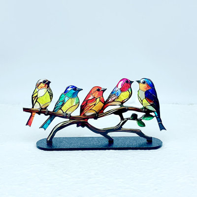 Bird Statue Ornaments Metal Birds On Branch Desktop Ornaments Desktop Metal Bird Figurine For Home Office Decor, Gift Hummingbird Craft Statue Table D