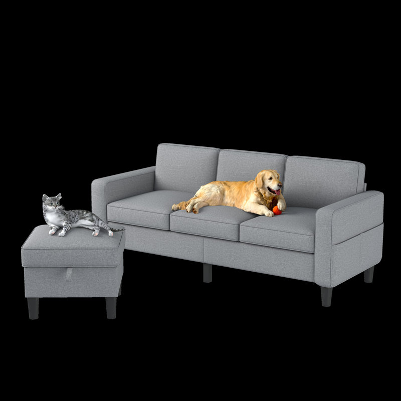 Harkeerat 78" Upholstered Sofa Couch, Gray Linen