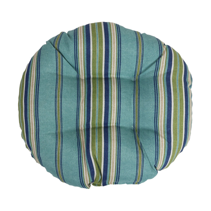Outdoor 4'' Ottoman Seat Cushion, Blue/Green Striped