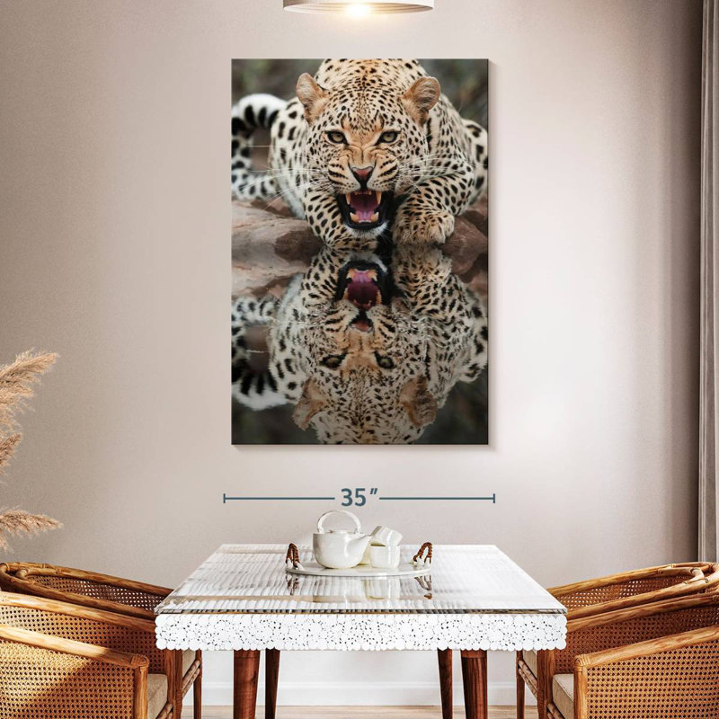 Brampt Leopard Growling Reflection, 36" H x 24" W