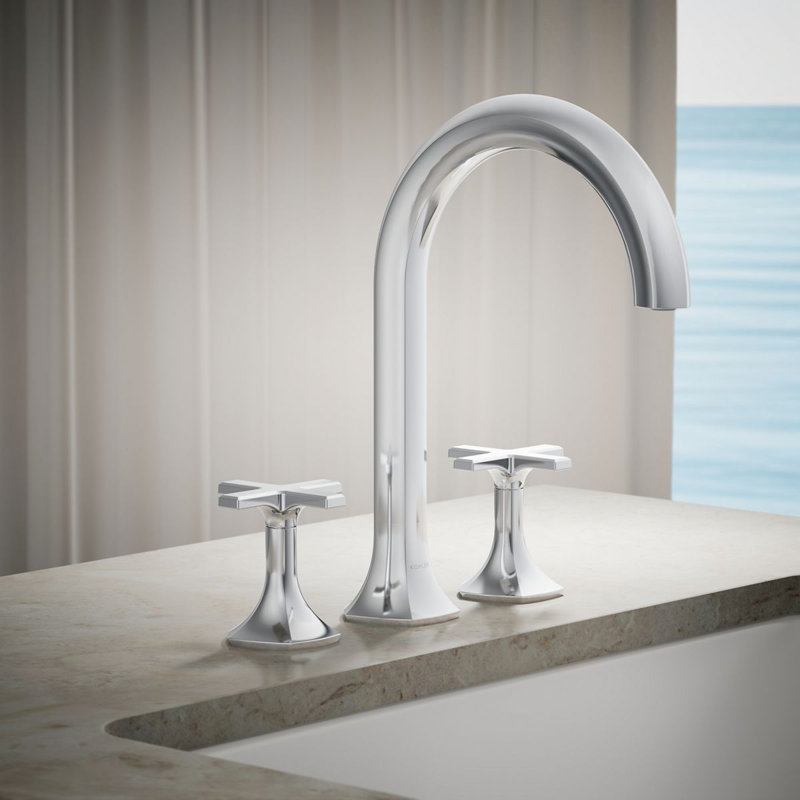 Poignées de robinet de salle de bain à fixation sur le comptoir occasion, H 3,56 po x l 3,44 po, Chrome poli