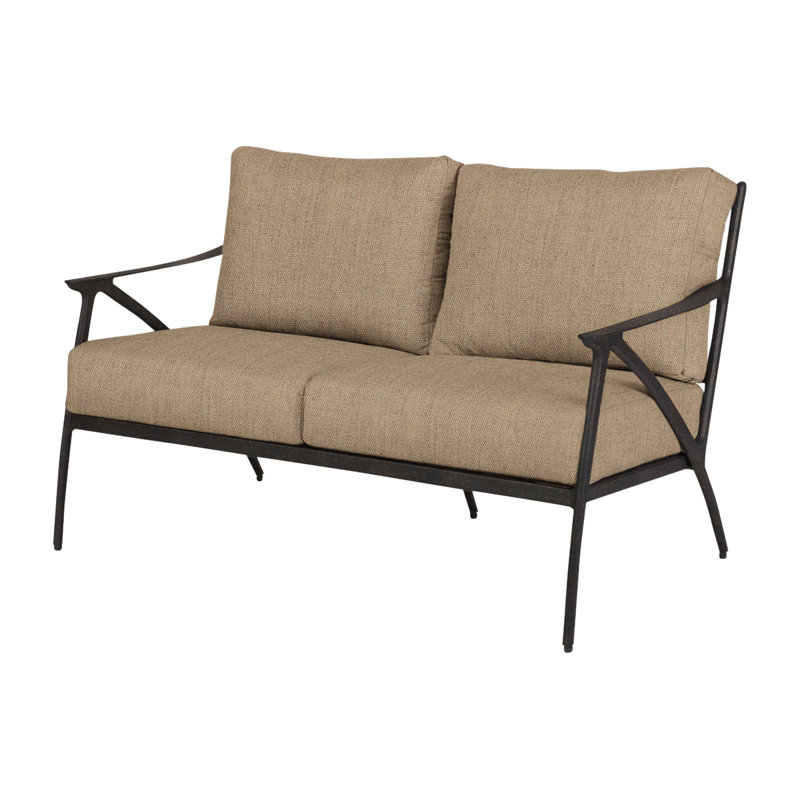 Amari Outdoor 2 - Seat Loveseat, Canvas Heather Beige Sunbrella® Canvas, Carbon