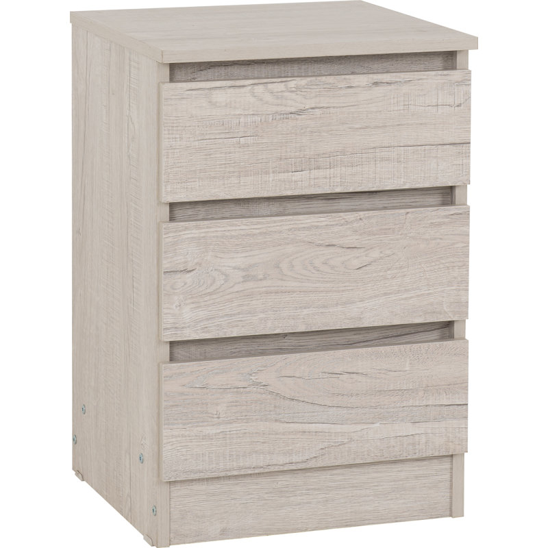 Braunstein 3 Drawer Bedside Table, Urban Snow
