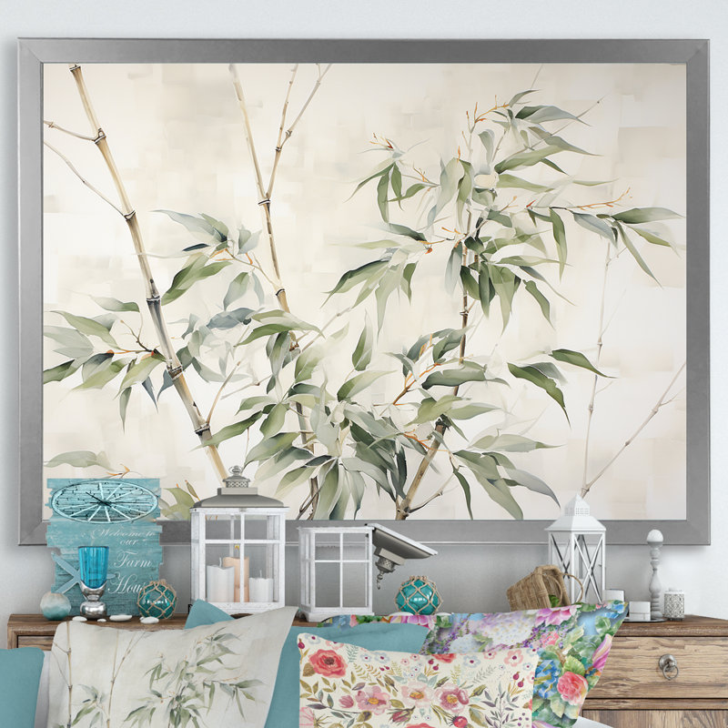 «Mute Bamboo Embrace V», impressions d'art mural en bambou_106619, Cadre photo argenté, H 34 po x l 44 po x P 1,5 po