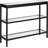 Modern Rectangular Console Table With Blackened Bronze Steel Frame And Tempered Glass Top For Entryway, Living Room, Or Hallway