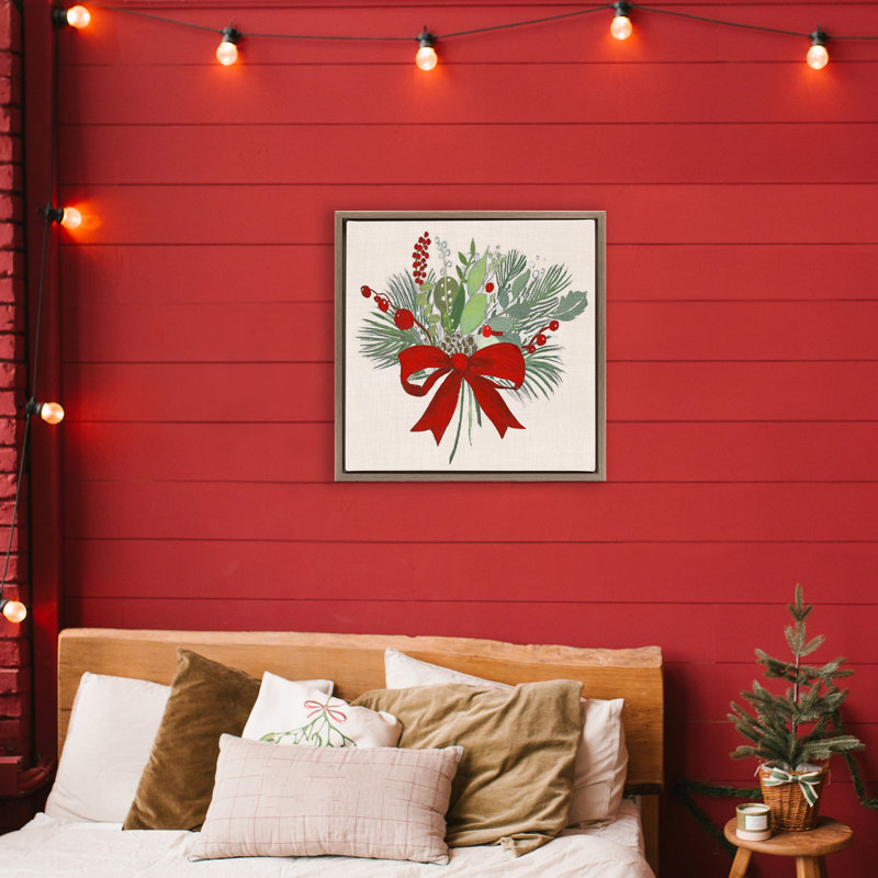 Merry Berry Bow Floating Frame, design by Tava Studios, 25" H x 25" W, Montalcino Elm Floater Frame