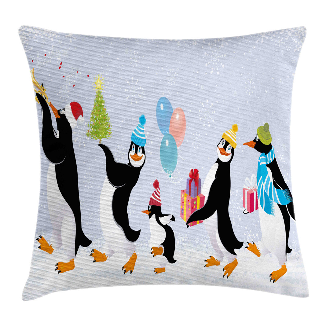 Kissenbezug, Penguins in Caps, Weihnachten, Mehrfarbig