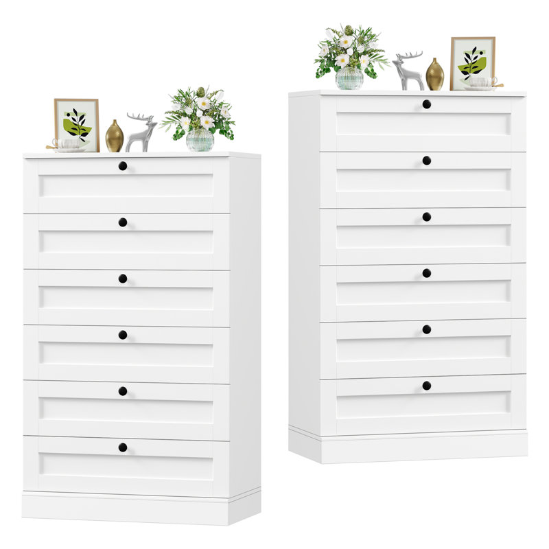 Sumekh Vertical Dresser, 6 Drawer Dresser, White