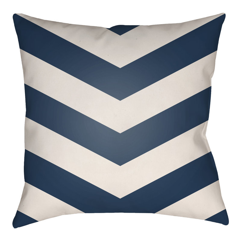 Housse et insert de coussin carré extérieur Litchfield Chevon, H 22 po x l 22 po, Bleu marine / ivoire