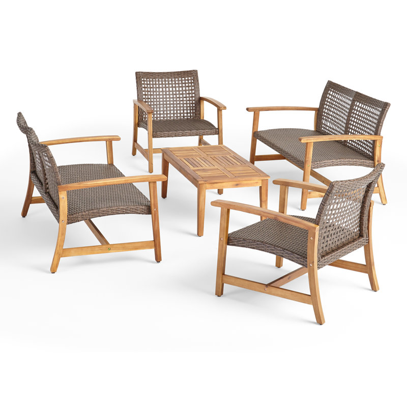 Becca 6-Person Patio Seating Group, Natural/Mixed Mocha