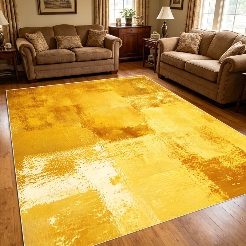 1PC metallic gold foil geometric patchwork area rugs for Living Room, Soft and Comfortable, Suitable for all seasons, easy-to-maintain, machine washable Indoor floor mat, Under Table Farmhouse suitable for dining table, bedroom, kitchen, entryway,