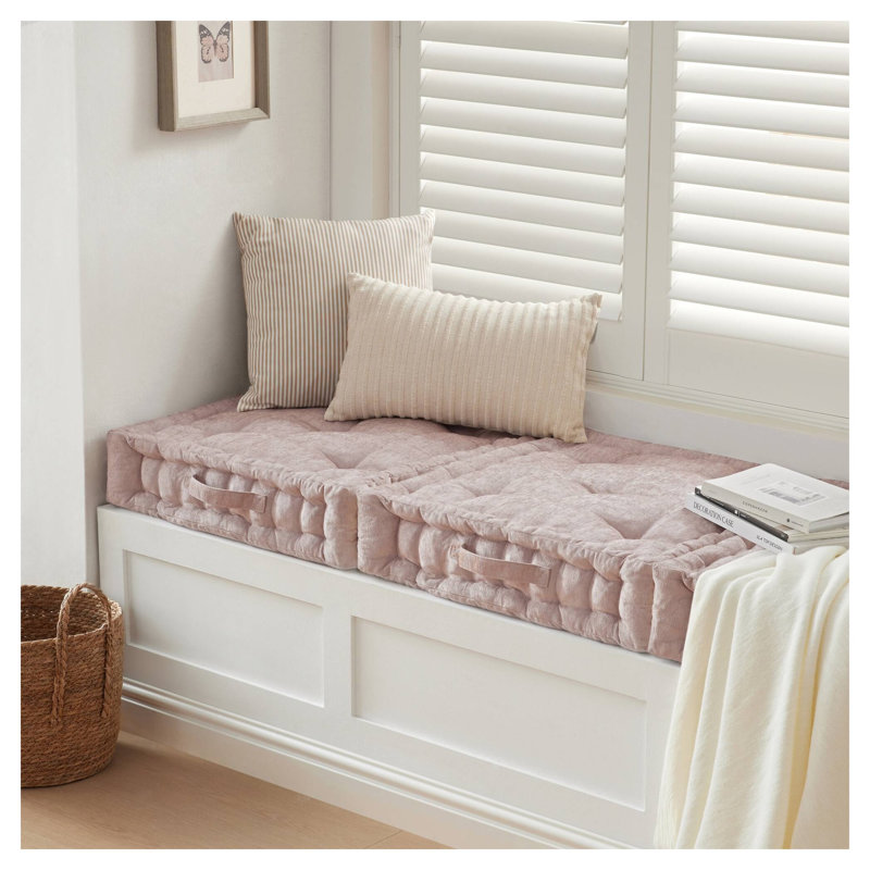 Coussin de sol carré en poly chenille - 24 po x 24 po, rosé