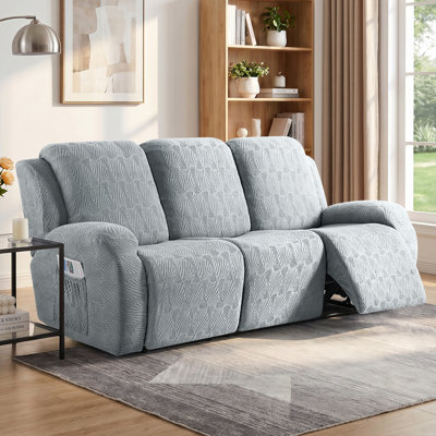 Tiba 8-Piece Soft Jacquard 3-Seater Sofa Slipcover with Stretch Bottom Couch Cover, Machine Washable Furniture Protector with Side Pockets