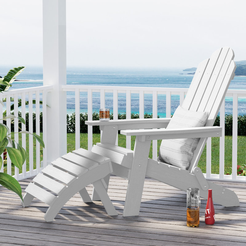 Repose-pieds pliant en plastique Adirondack pour l'extérieur (DEUX ENSEMBLES), Blanc / Blanc