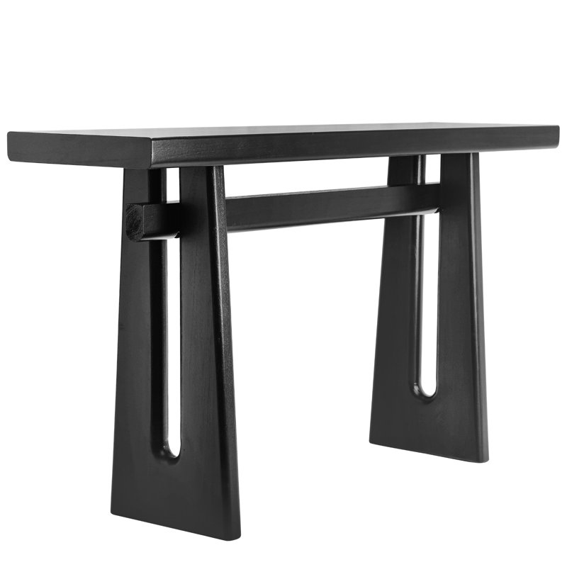 59" Wood Console Table, Vintage Sofa Table For Living Room Entryway Hallway, Black