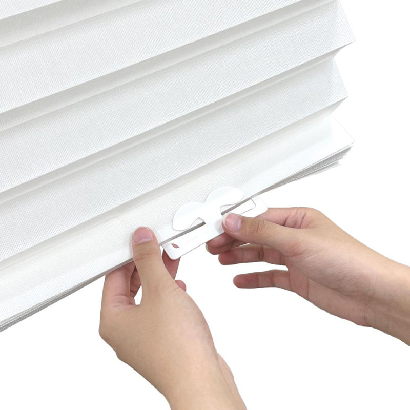 Abat-jour plissé en tissu sans outil (filtre semi-transparent blanc / gris occultant) , Blanc
