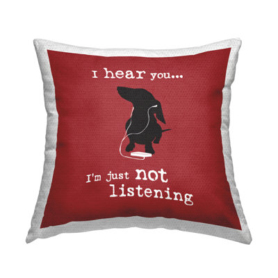 Not Listening Dog Headphones Outdoor Printed Pillow by Dog Is Good
