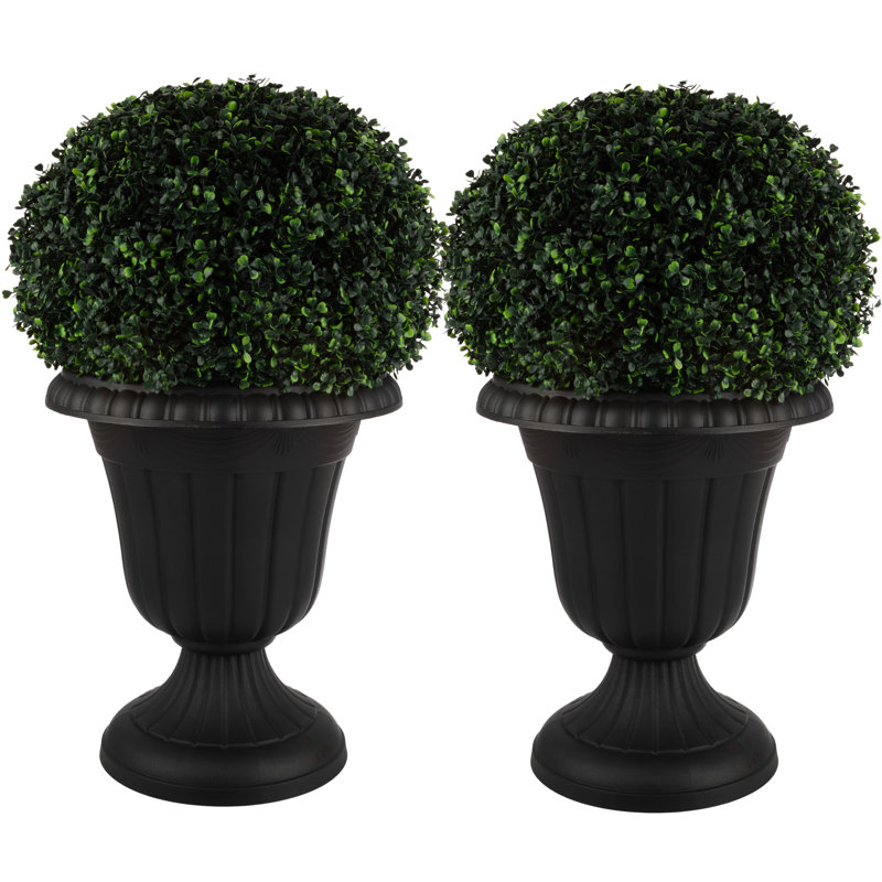 Semirah Outdoor Planter - 16x18-Inch Urn Planters - Plastic Plant Pots for Indoor, Outdoor, or Front Porch Decor - Flower Pots by Pure Garden