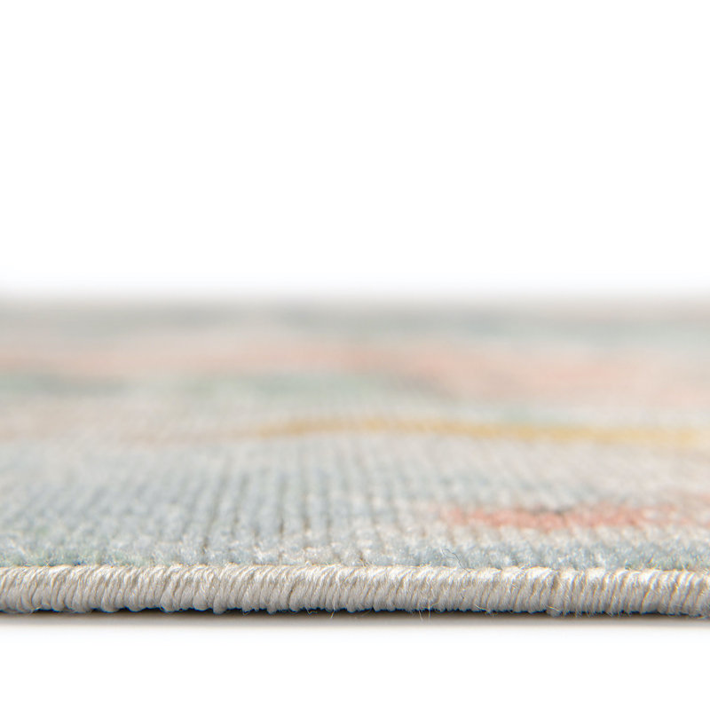 Contemporary Nin Area Rug Multi Pink Color, Square 6'