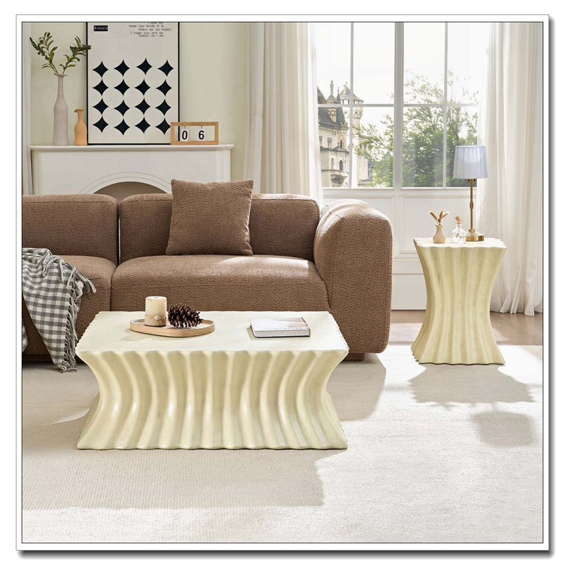 Ensemble de table basse 35,43 po + 15,16 po beige sans assemblage