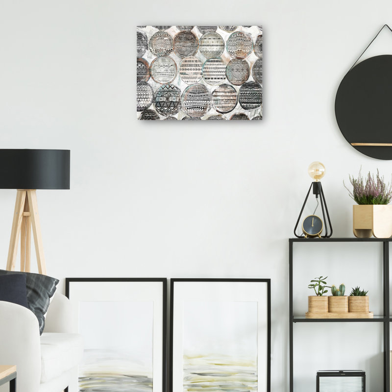 Impression sur toile Tribal Rounds par Studio Arts, Toile tendue, H 11 po x l 14 po x P 1,5 po