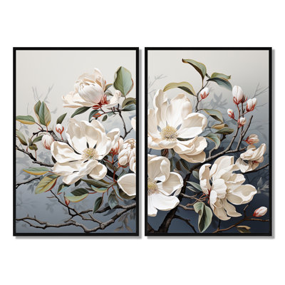 «Whispered Beige Magnolias Serenade I», art mural beige