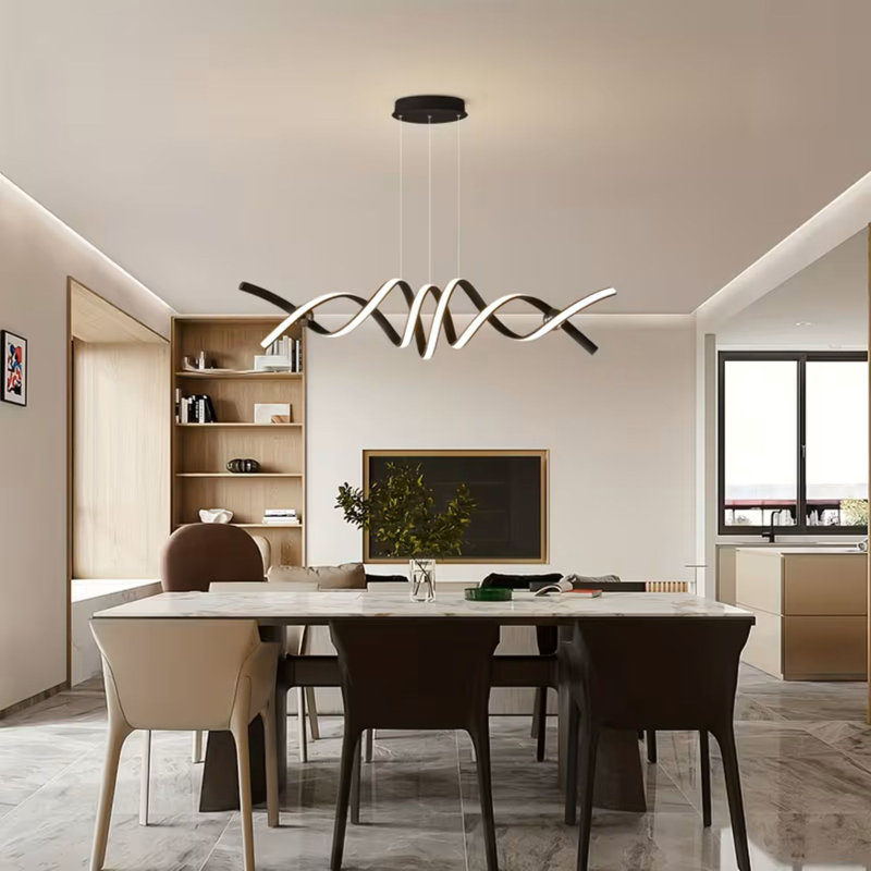 Luminaires suspendus modernes à DEL à intensité variable avec luminaires suspendus en aluminium à distance pour bureau de cuisine, 2 lumières, 39,4 po, noir mat