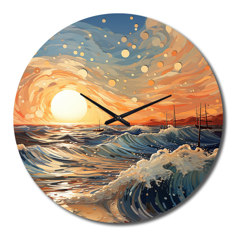 Horloge murale en métal Beach Photo Sunkissed Sands IV, Très grand