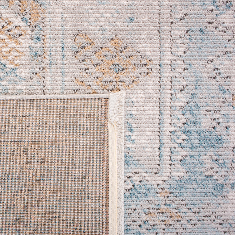 Qulin Oriental Blue/Gold Area Rug, Rectangle 8' x 10'