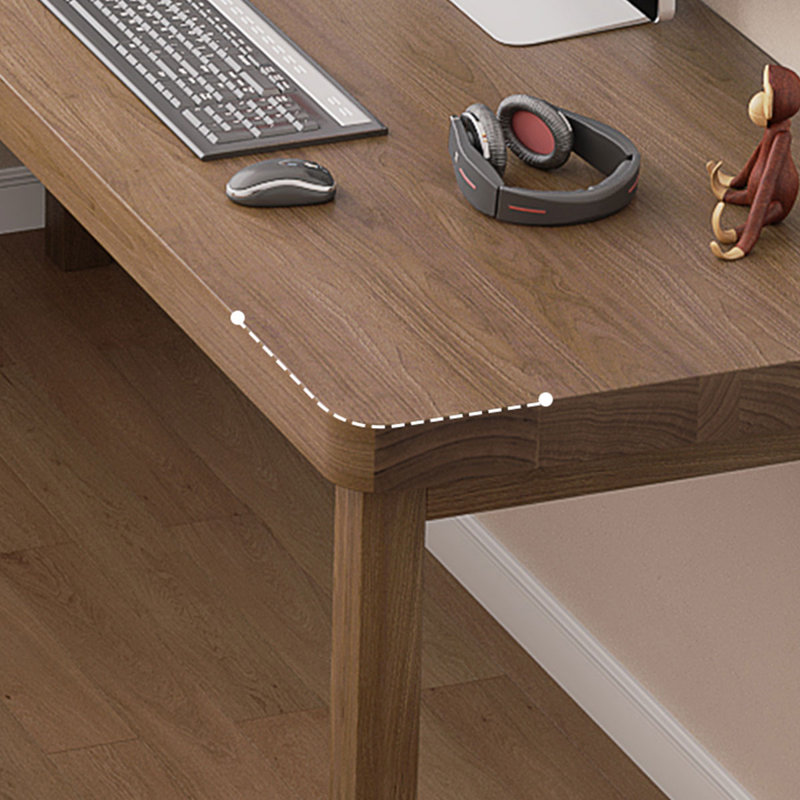 Nut-Brown L-Shaped Solid Wood desk, 29.53" H x 62.99" W x 47.24" D, Left Hand Return