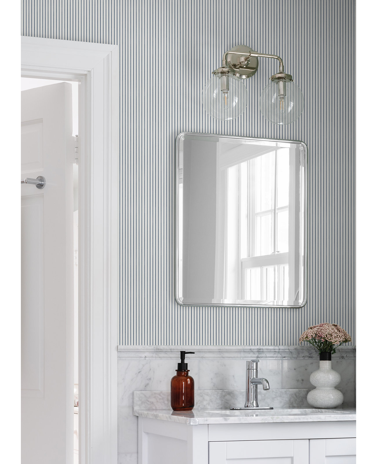 Oliver Striped Wallpaper, Blue