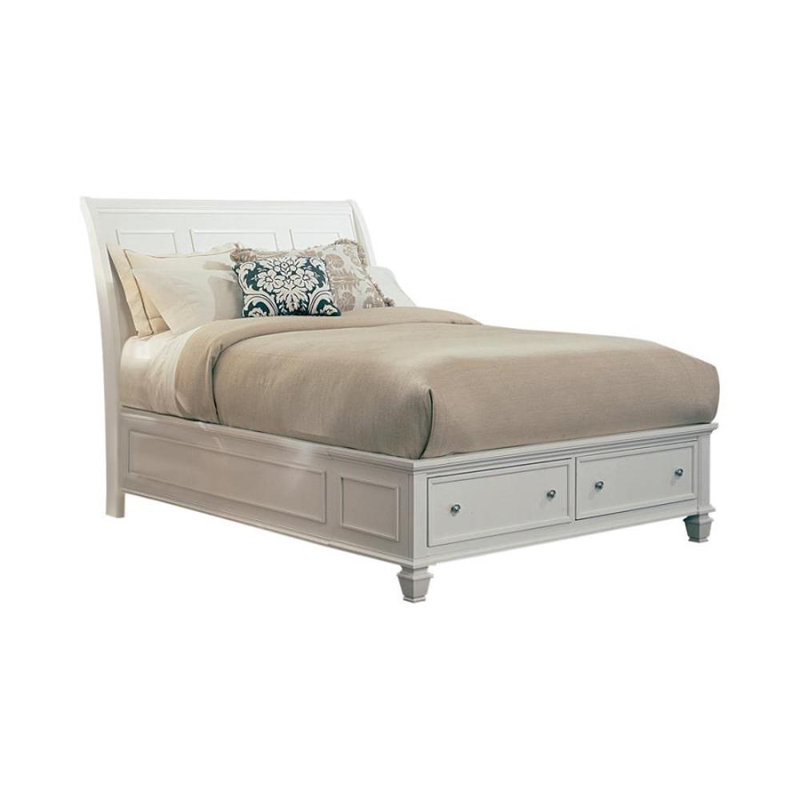 Sleigh Storage Bed, Queen, White