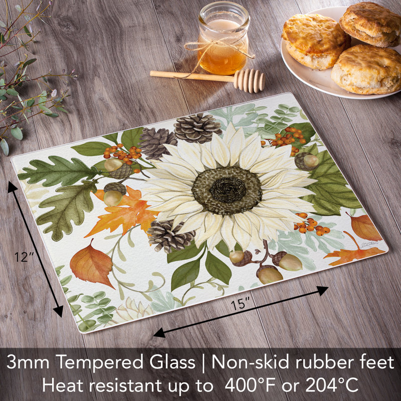 Farmhouse Fall Rectangular Tempered Glass Cutting Board