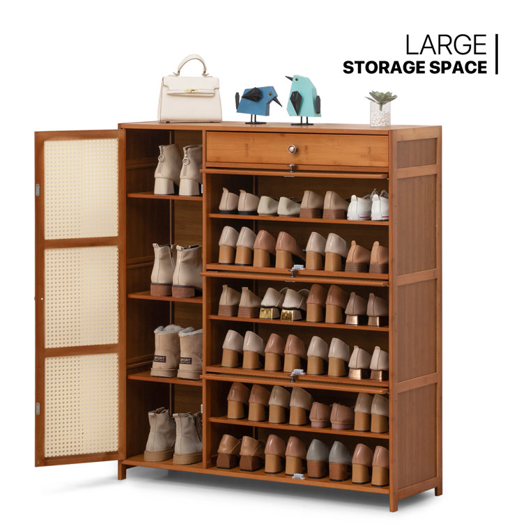 Wooden 16 Shoes Two Row Shoe Rack With Storage in Benin City - Furniture,  Jj Jejelife