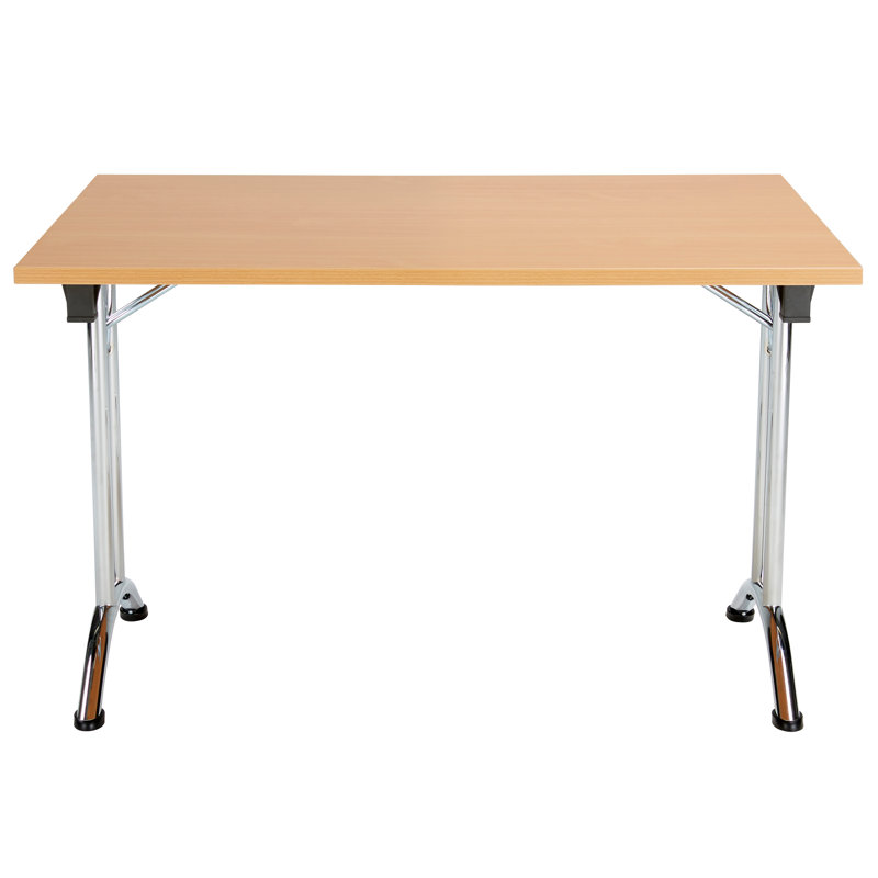 Buariki Rectangle Modular Training Table, 72.5cm H x 120cm W x 80cm D, Beech, Chrome