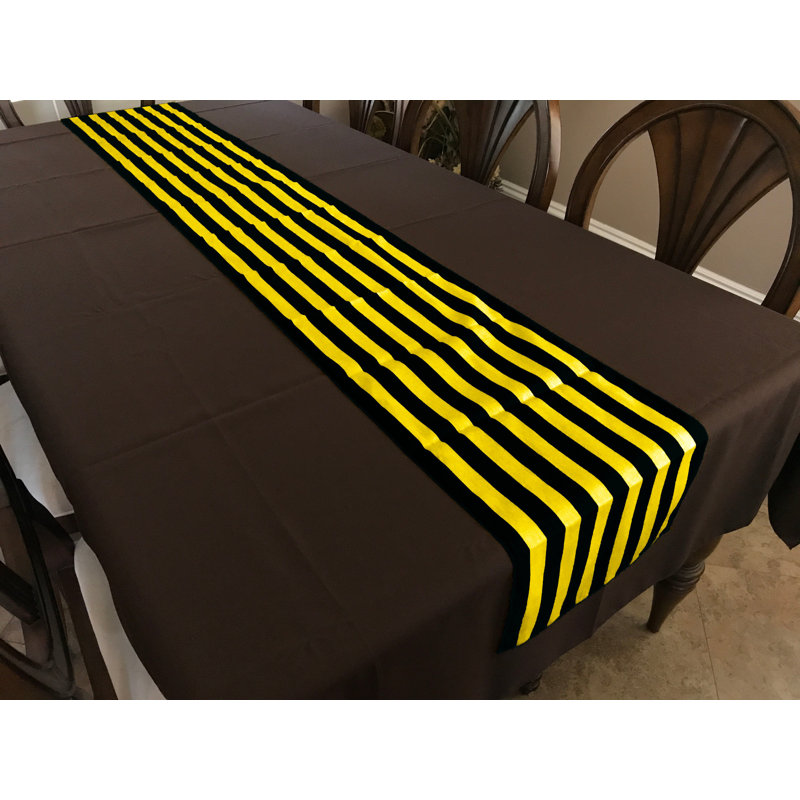 Chemin de table à rayures, Tapis 144 po, Jaune et noir