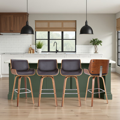 Tyler Counter Height Or Bar Height Swivel Upholstered Bar Stool In Wood Finish 