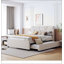 Lit plateforme tapissier avec tête de lit à motif de brique, lit gigogne et 2 tiroirs pour les chambres à coucher modernes-463648535-463648533