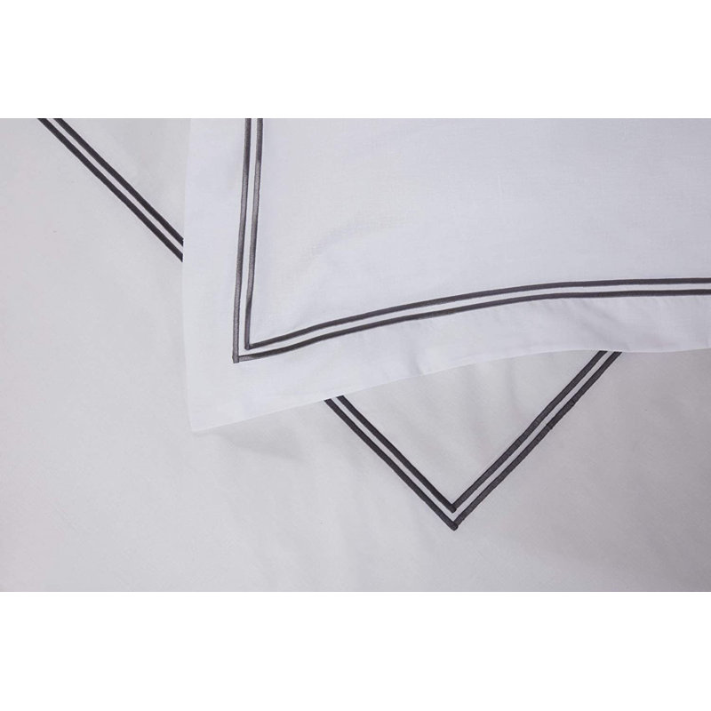 Ervin Linen Geometric Shapes Duvet Cover Set with Pillow Shams Included, Single - 1 Standard Pillowcase, White/Graphite